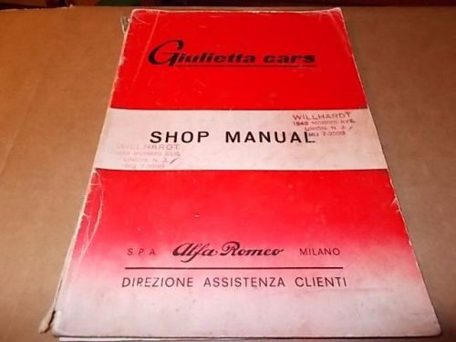 Alfa romeo used original giulietta cars shop manual public # 637 9/1960