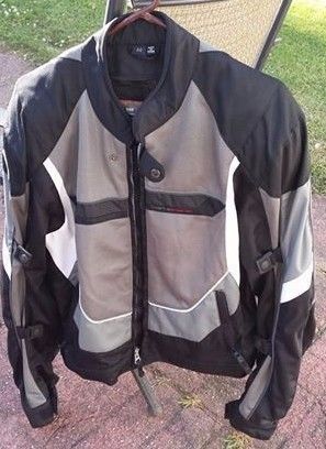 Motorcycle jacket medium black grey gray w/liner