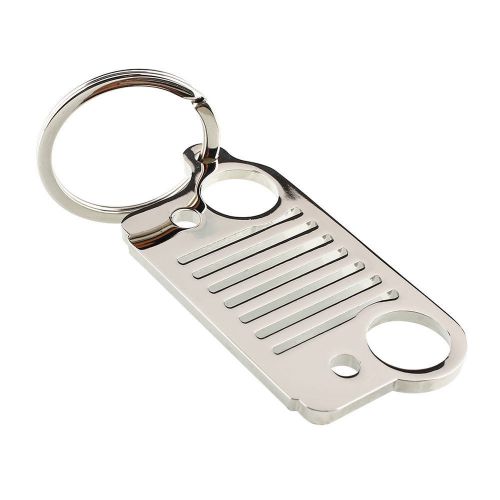Hot portable stainless jeep grill grille key chain key ring silver jk tj xj