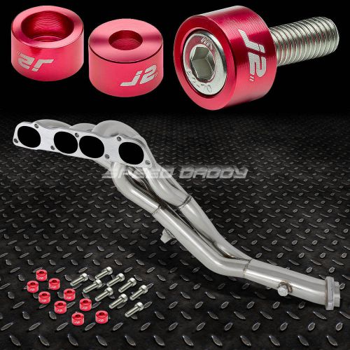 J2 for s2k ap1/ap2 exhaust manifold 4-2-1 race header+red washer cup bolts