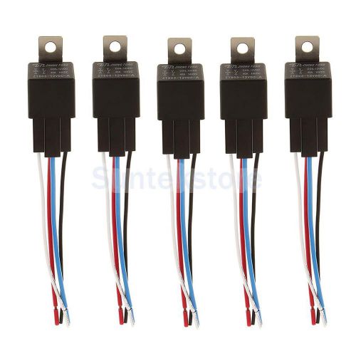 5 x 12v 40a 4 pin relay switch w/socket holder for car truck van boat