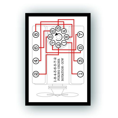 Firing order decal for oldsmobile olds v8 350 455 engine 062