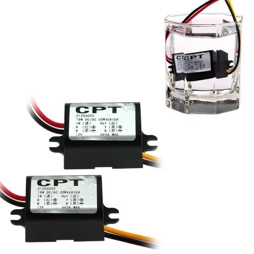 2x waterproof dc-dc converter 12v to 6v 3a step down power supply module new