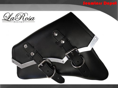 Larosa black leather aluminum flap harley sportster 883 iron 48 left saddlebag