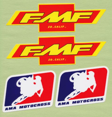 Lot of 4 vinyl stickers fmf +  ama motocross ~ motorcycle, racing, decals
