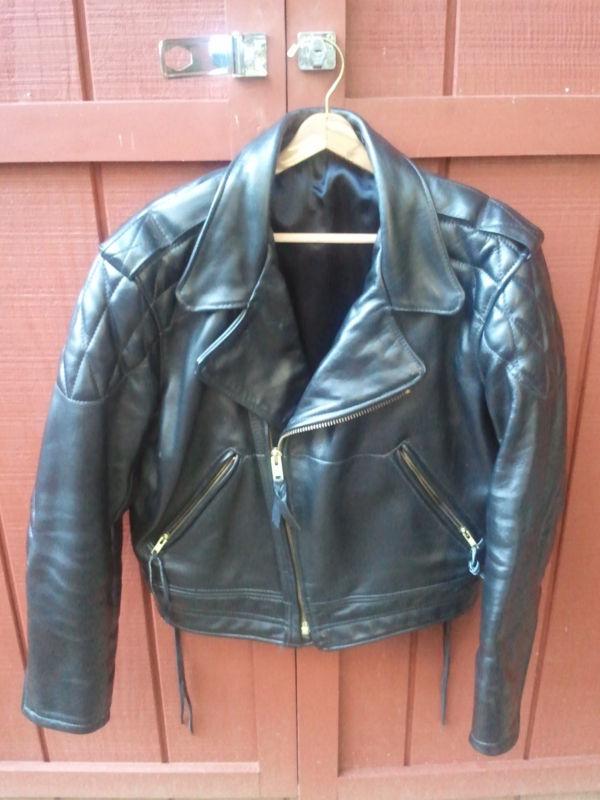 Padded black leather biker cop leatherman motorcycle police jacket mr s leather