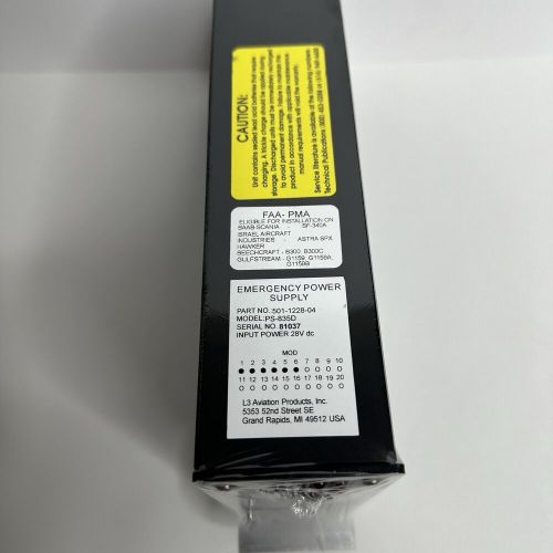 L3 aviation ps-835d emergency power supply 501-1228-04 overhauled w/ faa 8130-3