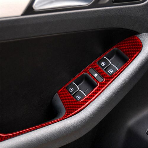 4Pcs Red Carbon Fiber Window Lift Switch Panel Trim For Volkswagen Jetta 2011-14, US $33.32, image 4