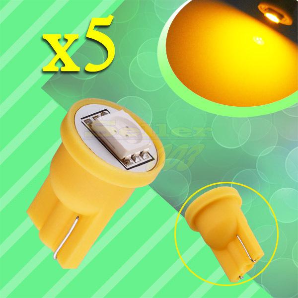 5pcs t10 1 smd 5050 yellow amber license plate 194 w5w 1 led car light bulb lamp