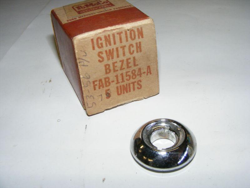 1953 54 55 56 FORD TRUCK IGNITION SWITCH BEZEL CHROME NOS NEW FAB-11584-A, US $3.99, image 2