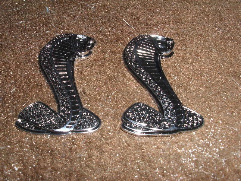 Ford mustang shelby cobra torino cobra metal cobra snake emblems pair 4" large