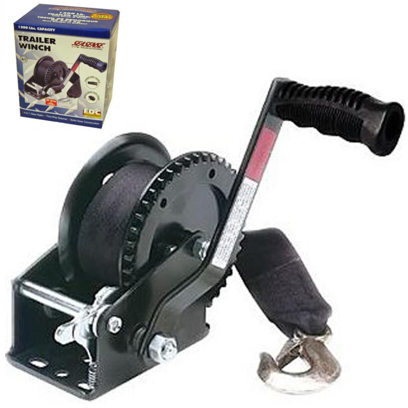 New seasense trailer winch,marine/boat 1200 lb capacity hand crank 2-way ratchet