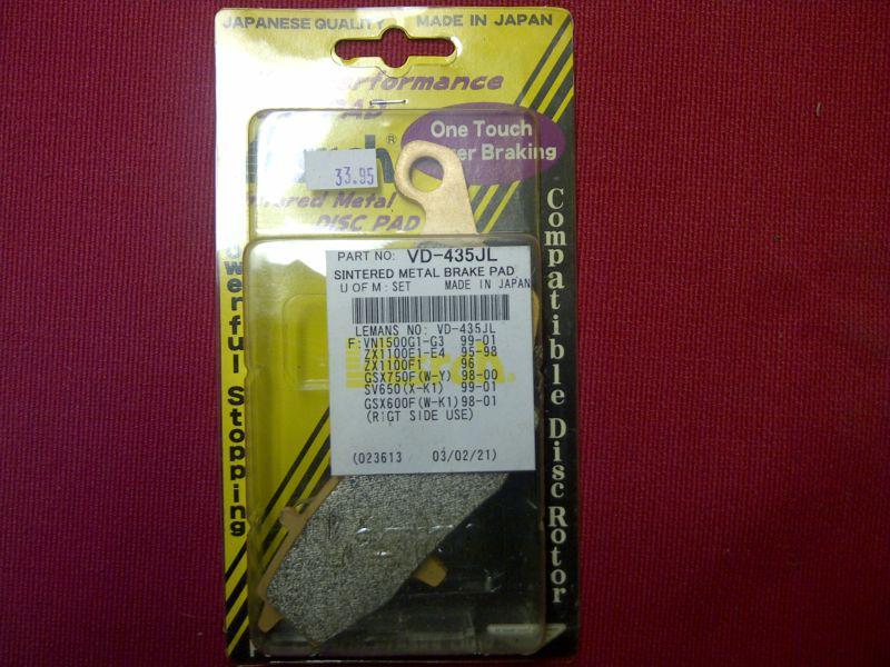 Vesrah vd-435jl sinter brake pads front right fits suzuki gsf600s bandit 00-04