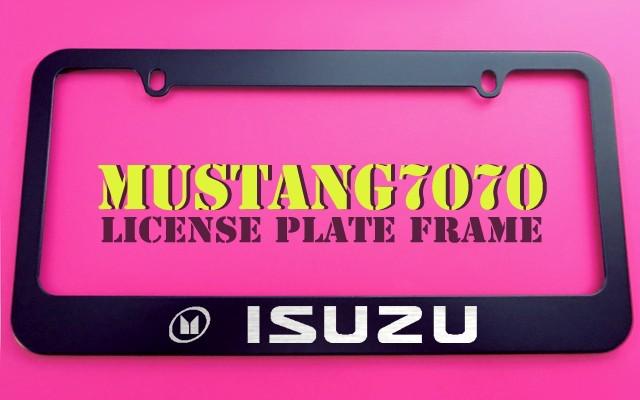 1 brand new isuzu black metal license plate frame + screw caps