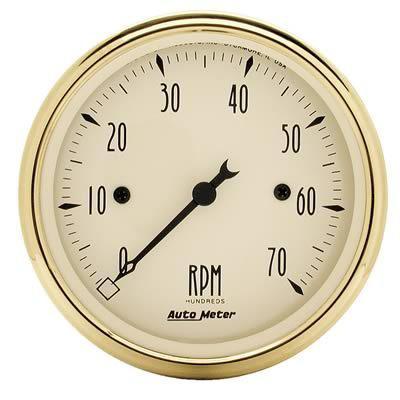 Autometer golden oldies tachometer 0-7,000 3 1/8" dia beige face 1595