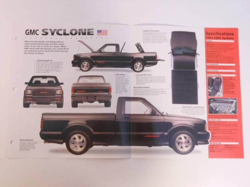 1991-1992 gmc syclone imp brochure exc cond hot haulers group 6 #9