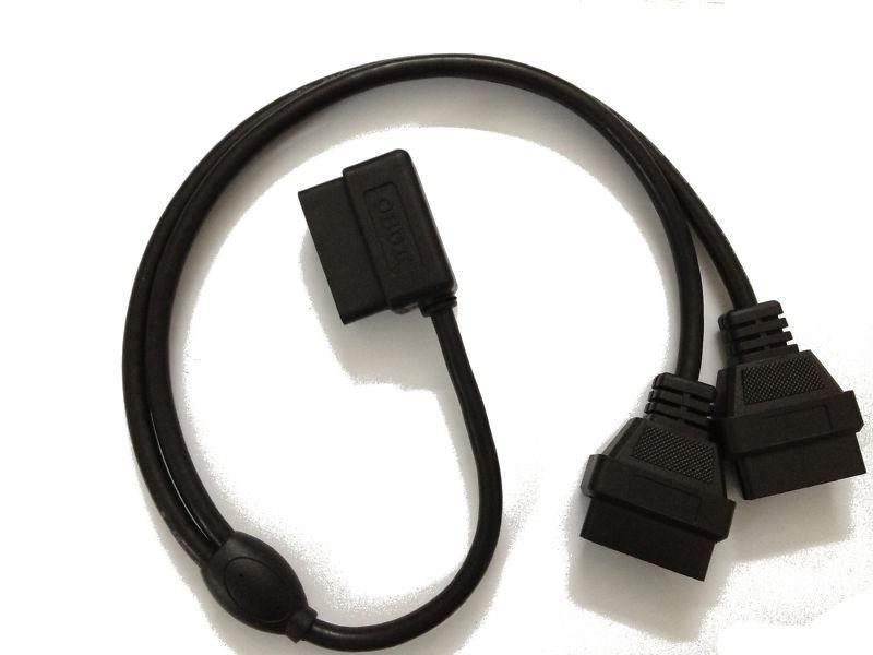 OBD 2 Dual Y Cable J1962 Male to dual Female 1 To 2 16 Pin 90 angle elbow cable , US $7.99, image 2