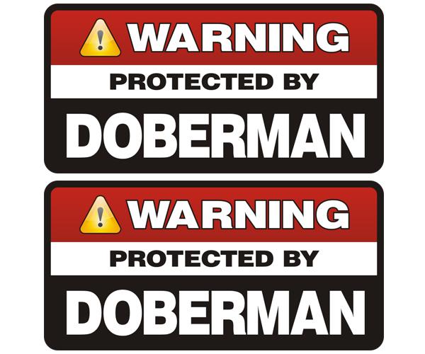 Doberman protected warning guard dog decal set 3"x1.5" sticker zu1