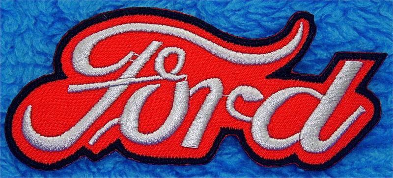 Ford script red - black - silver   embroidered iron on or sew on patch