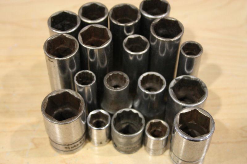 (18) snap on snapon wrench sockets socket bits mix lot +  extra 10 random pieces