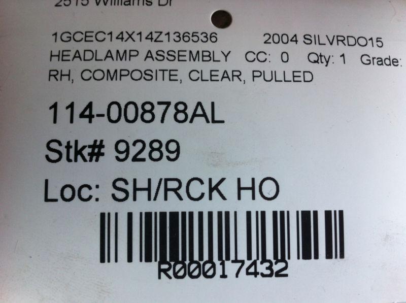 CHEVY SILVERADO & AVALANCHE 03 04 HEADLIGHT RH -SIDE, US $25.00, image 4