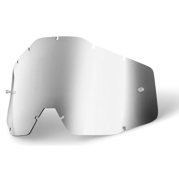 100% goggles racecraft/accuri/strata replacement lens, silver mirror anti-fog