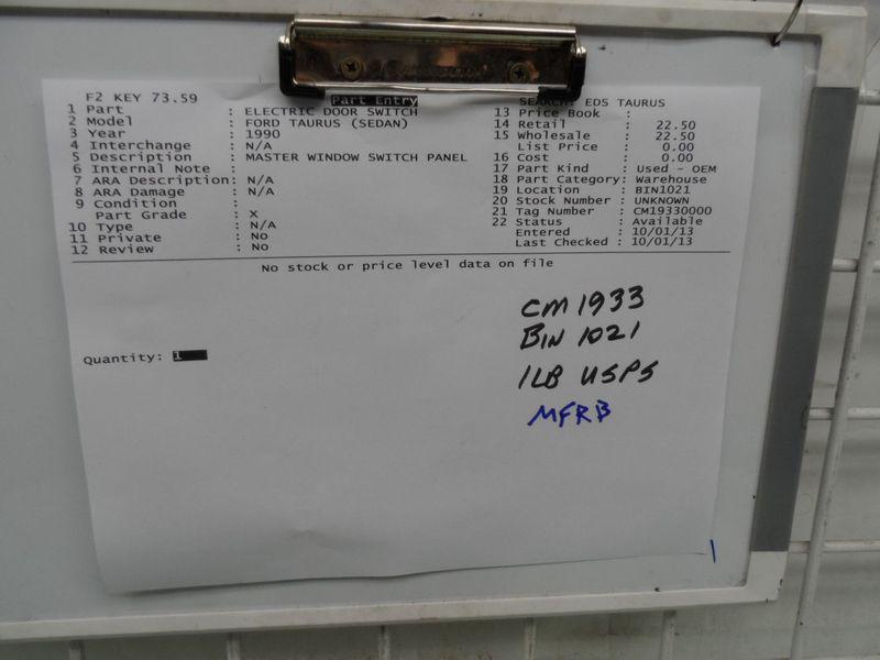 MASTER WINDOW SWITCH PANEL WITH BEZEL OEM FORD TAURUS (SEDAN) 1990, US $22.50, image 9