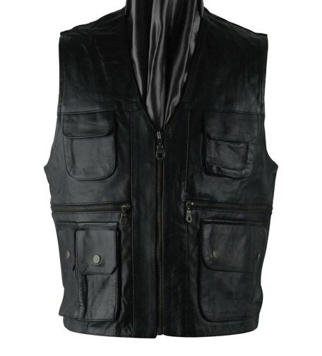 6xl size mens leather motorcycle biker vest zipper pockets snaps model new