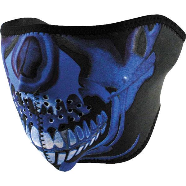 Blue chrome skull zan headgear chrome skull neoprene half face mask