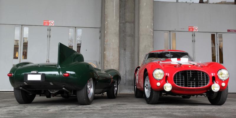 Jaguar type-d ferrari 340/375 mm hd poster classic print multiple sizes