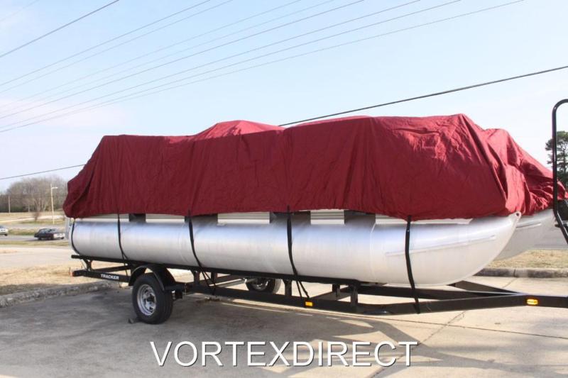 New vortex burgundy 22 ft foot ultra pontoon boat cover w/elastic seam+tie downs