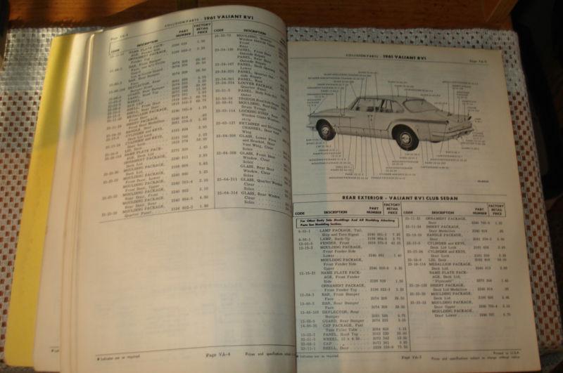 Purchase 1961 PLYMOUTH CHRYSLER DODGE COLLISION PARTS BOOK ORIGINAL