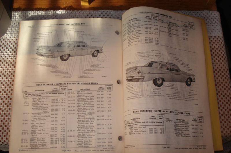 Purchase 1961 PLYMOUTH CHRYSLER DODGE COLLISION PARTS BOOK ORIGINAL