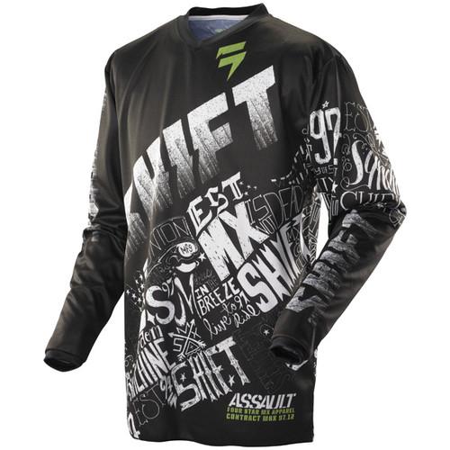 Shift assault masked youth mx jersey black/green