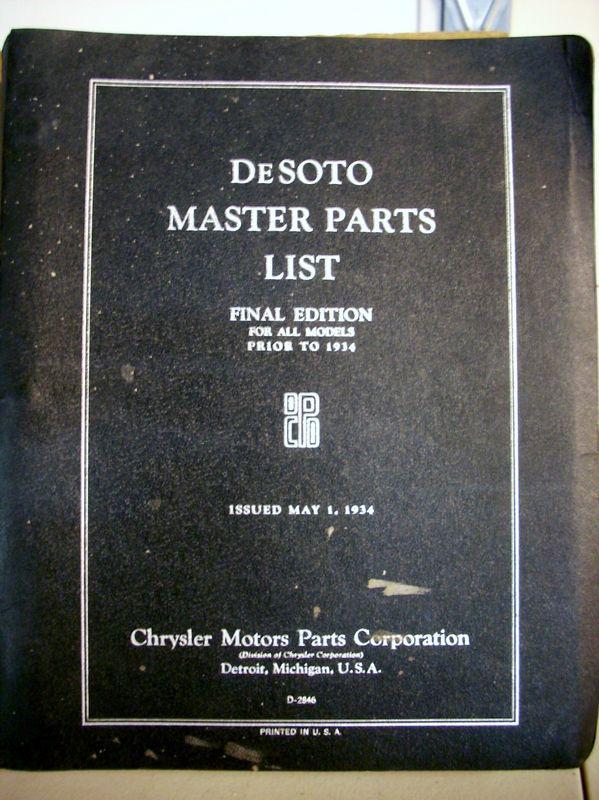 Purchase 1928 1929 1930 1931 1932 1933 Mopar Desoto Master Parts Book