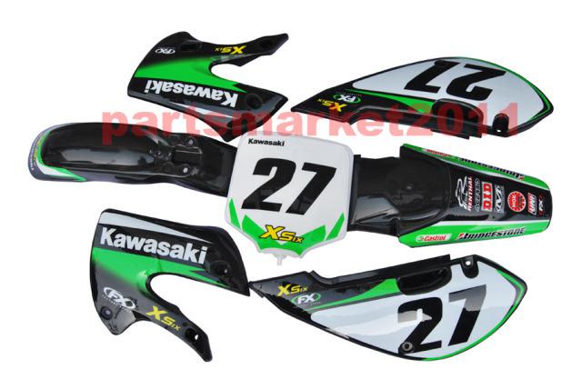 Black plastics & 3m #27 decals graphics for klx110 kawasaki 02-08 /replica bike