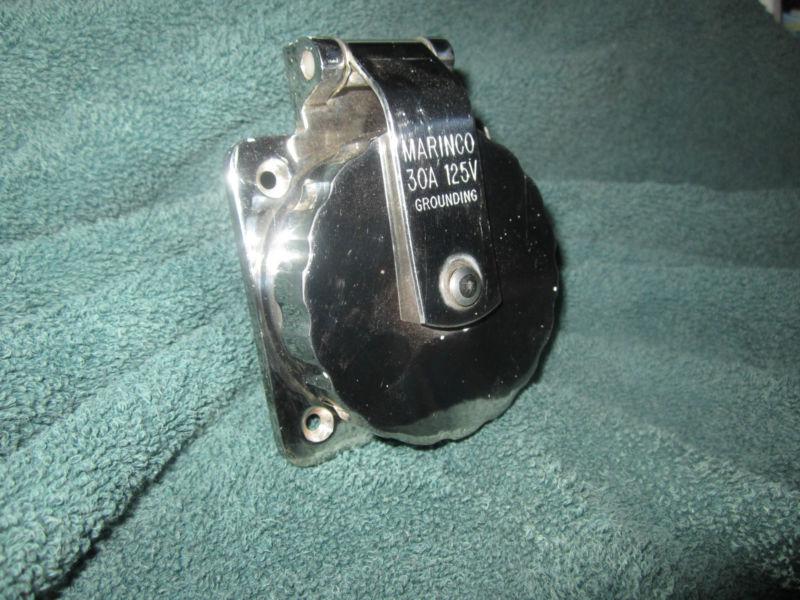 Chromed stainless marinco 30a 125v power receptaclel