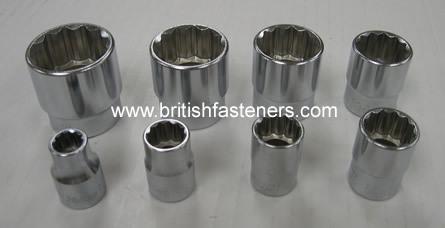 Koken whitworth socket set, bsw british standard, 3/8" drive, 12 point, 8 pieces