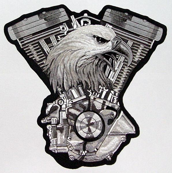 Eagle  v twin  motorcycle vest back patch