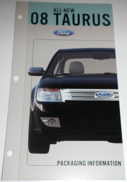 Buy 2008 FORD TAURUS PACKAGING INFORMATION LITERATURE BROCHURE in