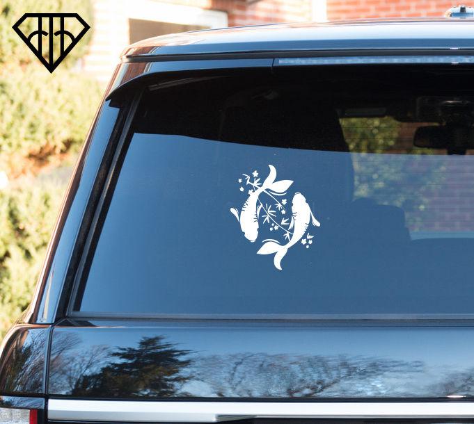 Koi fish swimming animals tribal asian awesome car window sticker decal vinyl
