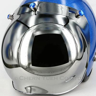 Uv silver chrome bubble lens shield visor face mask & blue diamond dots for bell