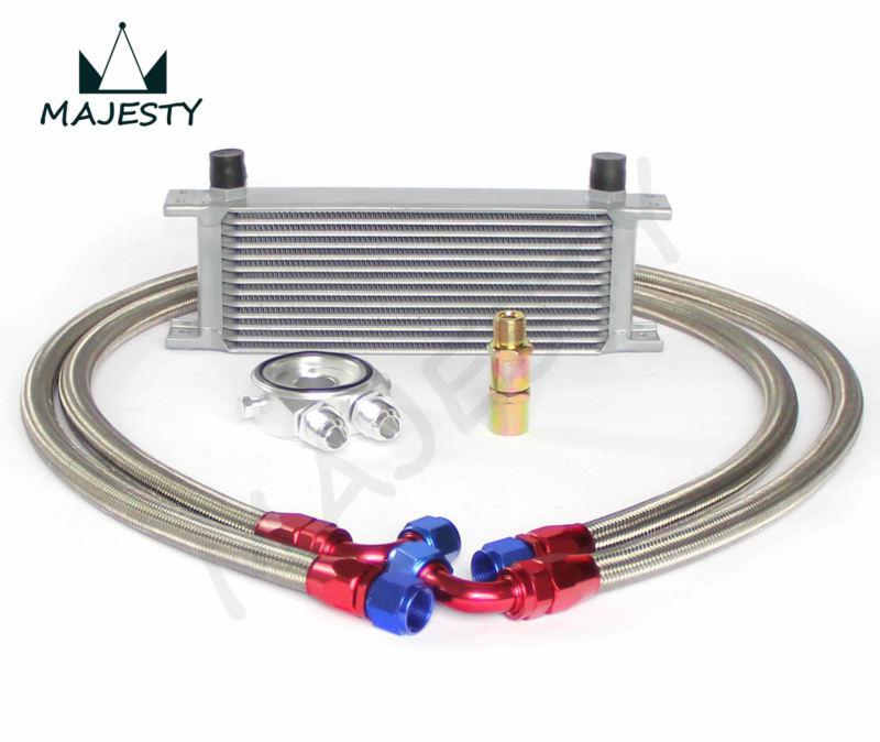 13 row an-10an universal engine transmission oil cooler + filter kit silver