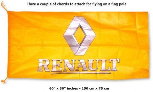 New renault 3d logo yellow flag banner sign 30x60 inches megane fluence clio