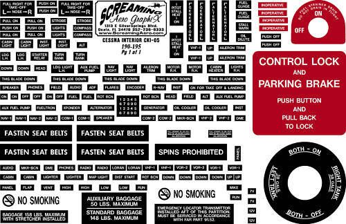 Cessna 190 thru195 interior placard kit free shipping