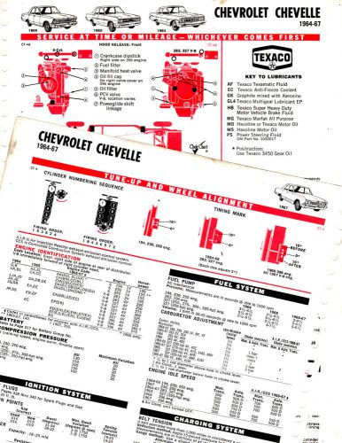 1964 1965 1966 1967 1968 1969 chevelle 6 &amp; v8 lube lubrication tune-up charts t3