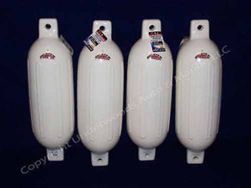 White boat fenders 5.5" x 20" set of 4 bumpers vinyl docking ribbed new