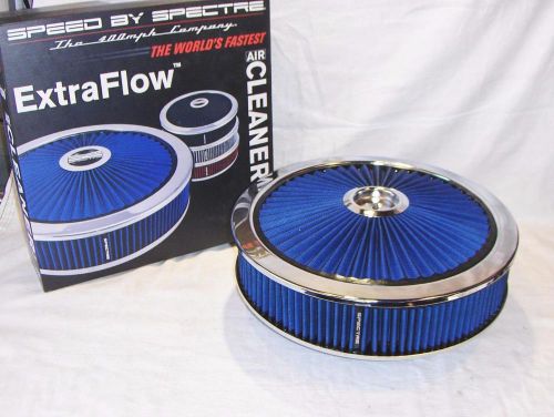 Spectre 47626 extraflow 14" x 3" air cleaner assembly~pre-oiled &amp; washable--blue