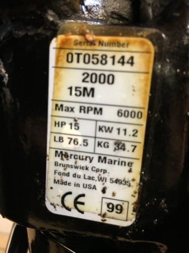 15 hp MERCURY TILLER Outboard boat motor SHORT SHAFT - TWO STROKE - 15hp 9.9 20, image 10