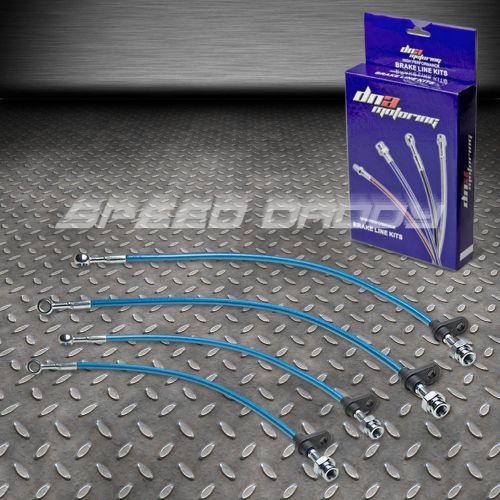 Front+rear stainless steel hose jdm brake line 86-89 acura integra da1/da3 blue